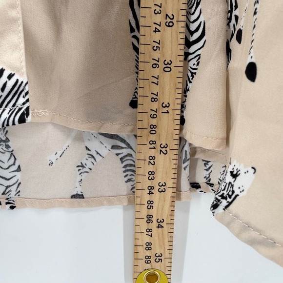 UMGEE Women's Beige Zebra Print Pleated Button Up Shirt Dress high lo Medium - Picture 8 of 8